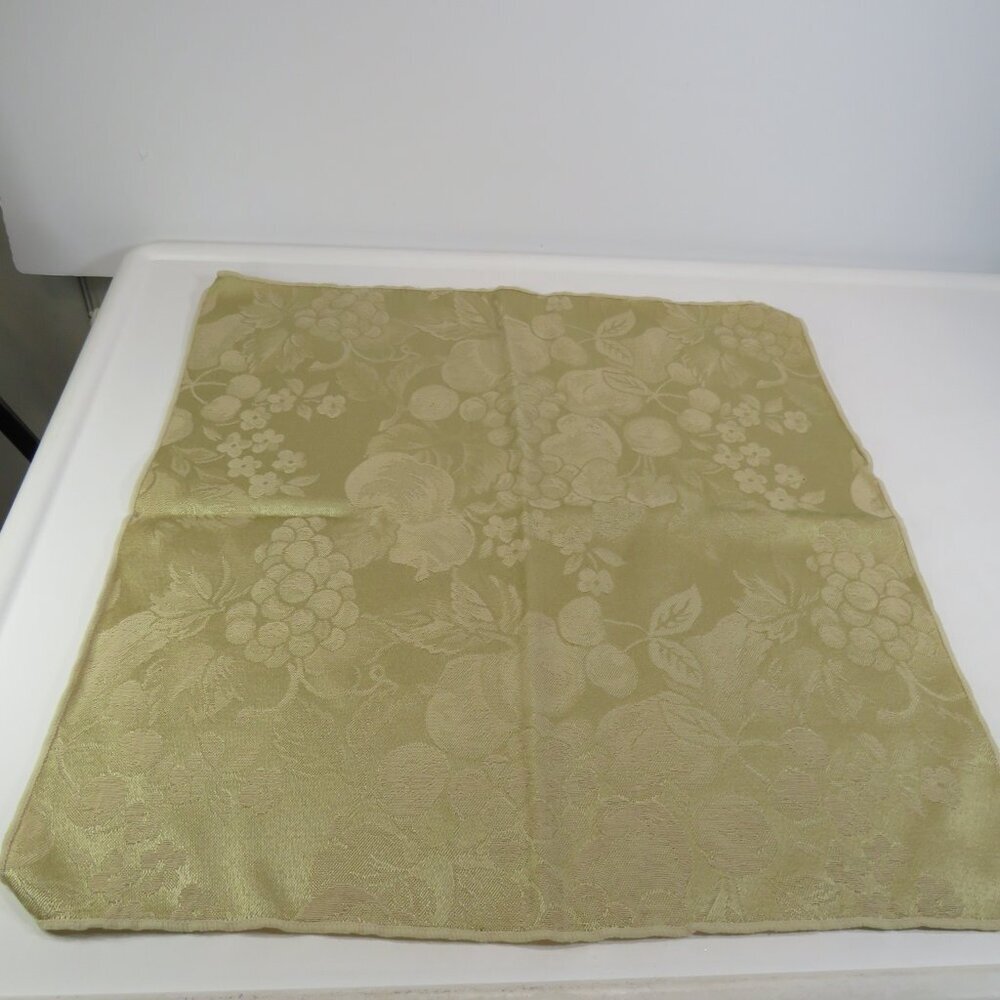 Vintage Champaign Gold - Tan Jacquard Fabric Fruit Design (2) Dinner Napkins